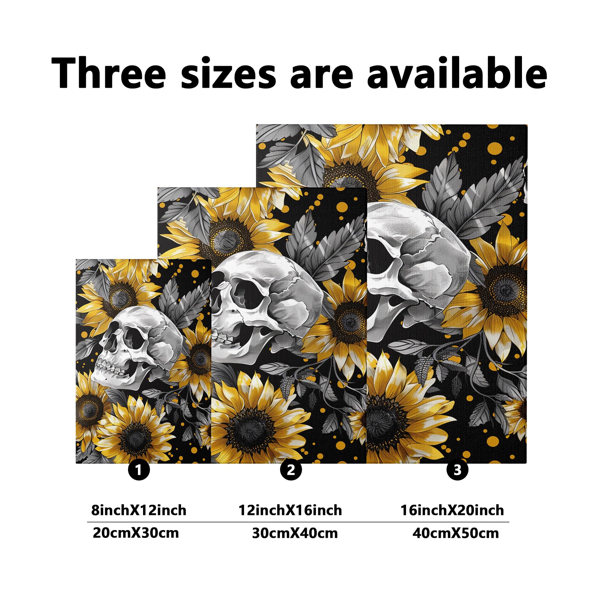 Amazon.com: Skull and Sunflower Canvas Wall Art, Yellow Black
